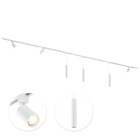 Qub Qub Focus III 1-Phasen Led Schienensystem Komplettset - 400cm - Set 3 Spots und 3 Pendelleuchten - 4x 1m Schienen - I-Form - GU10 & LED-Kompatibel - Erweiterbar & flexibel - Spot lampe - Weiß