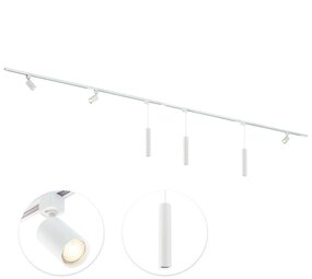 Qub Focus III 400cm 3 Spots et 3 Suspensions Rail d'éclairage GU10 Blanc Qub Focus III 400cm 3 Spots et 3 Suspensions Rail d'éclairage GU10 Blanc