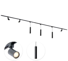 Qub Focus III 400 cm 3 Spots und 3 Hängelampen GU10 Schienenbeleuchtung Schwarz Qub Focus III 400 cm 3 Spots und 3 Hängelampen GU10 Schienenbeleuchtung Schwarz