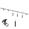 Qub Focus III track lighting 3 spotlights and 3 pendant lamps Black - 400cm - I-shape