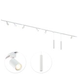 Qub Focus III 400cm 6 Spots and 2 Pendant Lights GU10 Track Lighting White Qub Focus III 400cm 6 Spots and 2 Pendant Lights GU10 Track Lighting White