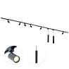 Qub Qub Focus III Monophasé Luminaire Plafonnier Kit Complet – 400cm - Set 6 Spot & 2 Suspension Luminaire - 4x 1m Barre de Spot Plafond –  I-Form - GU10 & LED Compatible Plafonnier intérieur Noir Moderne