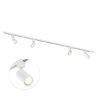 Qub Qub Focus III Monophasé Luminaire Plafonnier LED – 200cm - 4x GU10 Spot Sur Rail - 2x 1m Barre de Spot Plafond –  I-Form - Plafonnier intérieur Blanc Moderne – Spots et Rails de Spots