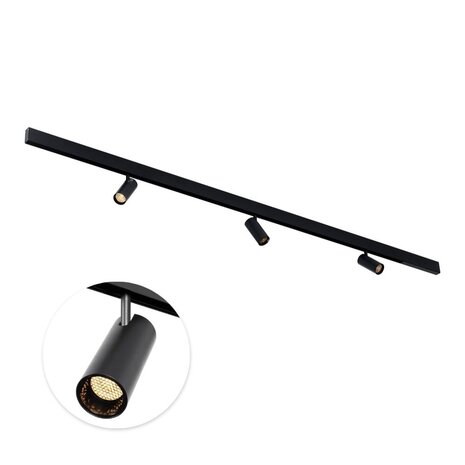 Qub Qub Line Magnet Schienensystem – 3 m – 3x Railspot Single & 2x Line Dots 6 – Schwarz – Zigbee-kompatibel – Smart Beleuchtungssystem