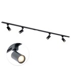 Qub Focus III - 1-circuit track lighting - GU10 - 200cm - i-shape - 4 spots - Track system - Black