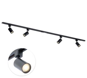 Qub Focus III 200cm 4 spots GU10 Railverlichting Zwart Qub Focus III 200cm 4 spots GU10 Railverlichting Zwart