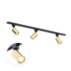 Qub Qub Focus III Monophasé Luminaire Plafonnier LED – 100cm - 3x GU10 Spot Sur Rail - 1x 1m Barre de Spot Plafond –  I-Form - Plafonnier intérieur Noir/Or Moderne – Spots et Rails de Spots