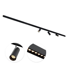 Qub Line Magnetic Track - 3 Metres - 3x Single Track Spot + 2x 12 Dots Track Spot - Black - Zigbee - Smart Lighting Qub Line Magnetic Track - 3 Metres - 3x Single Track Spot + 2x 12 Dots Track Spot - Black - Zigbee - Smart Lighting