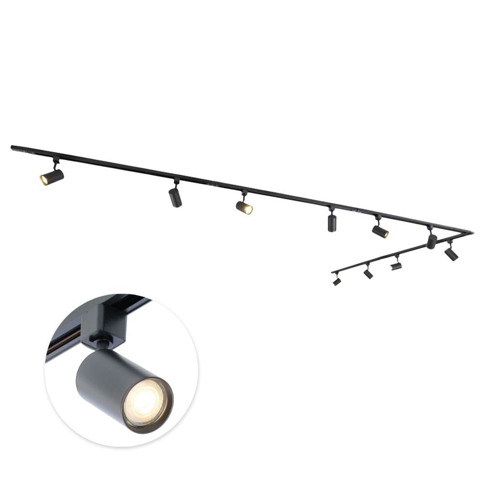Qub Qub Focus III 1-Phasen Led Schienensystem - 500cm - 10x GU10 Spots - 5x 1m Schienen - L-Form - Deckenstrahler Schwarz - Erweiterbar & flexibel - LED-kompatibel - Modernes Design Spot lampe Qub Qub Focus III 1-Phasen Led Schienensystem - 500cm - 10x GU10 Spots - 5x 1m Schienen - L-Form - Deckenstrahler Schwarz - Erweiterbar & flexibel - LED-kompatibel - Modernes Design Spot lampe