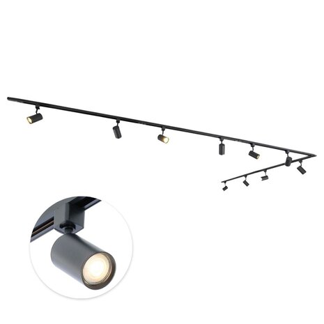 Qub Qub Focus III Monophasé Luminaire Plafonnier LED – 500cm - 10x GU10 Spot Sur Rail - 5x 1m Barre de Spot Plafond – L-Form - Plafonnier intérieur Noir Moderne – Spots et Rails de Spots Qub Qub Focus III Monophasé Luminaire Plafonnier LED – 500cm - 10x GU10 Spot Sur Rail - 5x 1m Barre de Spot Plafond – L-Form - Plafonnier intérieur Noir Moderne – Spots et Rails de Spots