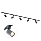 Qub Qub Focus III Monophasé Luminaire Plafonnier LED – 200cm - 5x GU10 Spot Sur Rail - 2x 1m Barre de Spot Plafond –  I-Form - Plafonnier intérieur Noir Moderne – Spots et Rails de Spots
