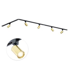 Qub Focus III 300 cm 5 Spots L GU10 Schienenbeleuchtung Schwarz mit Gold Qub Focus III 300 cm 5 Spots L GU10 Schienenbeleuchtung Schwarz mit Gold