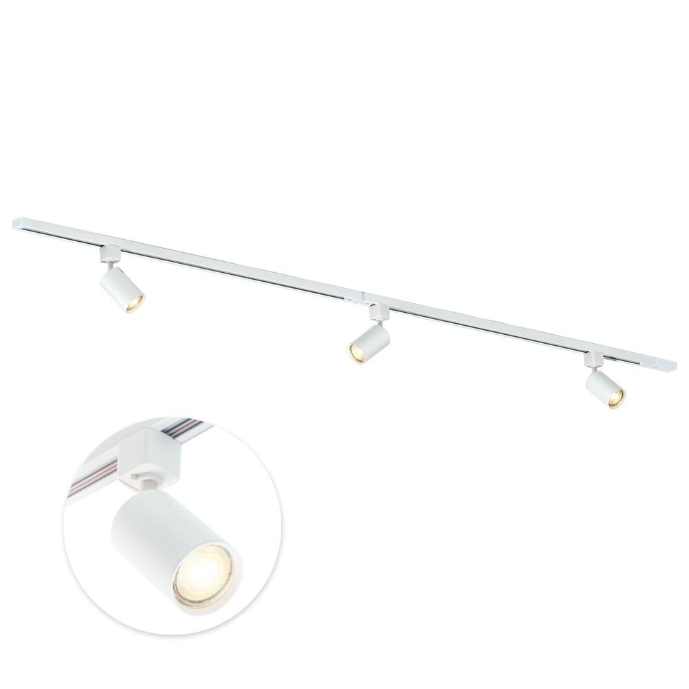 Qub Focus III - 1-Fase Railverlichting - GU10 – 200cm – I-vorm - 3 spots - Railsysteem – Wit Qub Focus III - 1-Fase Railverlichting - GU10 – 200cm – I-vorm - 3 spots - Railsysteem – Wit