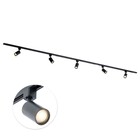 Qub Qub Focus III Monophasé Luminaire Plafonnier LED – 300cm - 5x GU10 Spot Sur Rail - 3x 1m Barre de Spot Plafond –  I-Form - Plafonnier intérieur Noir Moderne – Spots et Rails de Spots