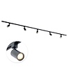 Qub Qub Focus III Monophasé Luminaire Plafonnier LED – 300cm - 5x GU10 Spot Sur Rail - 3x 1m Barre de Spot Plafond –  I-Form - Plafonnier intérieur Noir Moderne – Spots et Rails de Spots