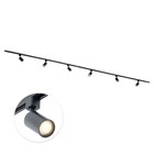 Qub Qub Focus III Monophasé Luminaire Plafonnier LED – 400cm - 6x GU10 Spot Sur Rail - 4x 1m Barre de Spot Plafond –  I-Form - Plafonnier intérieur Noir Moderne – Spots et Rails de Spots