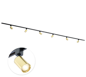 Qub Focus III 400 cm 6 Spots GU10 Schienenbeleuchtung Schwarz mit Gold Qub Focus III 400 cm 6 Spots GU10 Schienenbeleuchtung Schwarz mit Gold