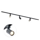 Qub Focus III - 1-Fase  Railverlichting - GU10 – 200cm – I-vorm - 3 spots - Railsysteem– Zwart