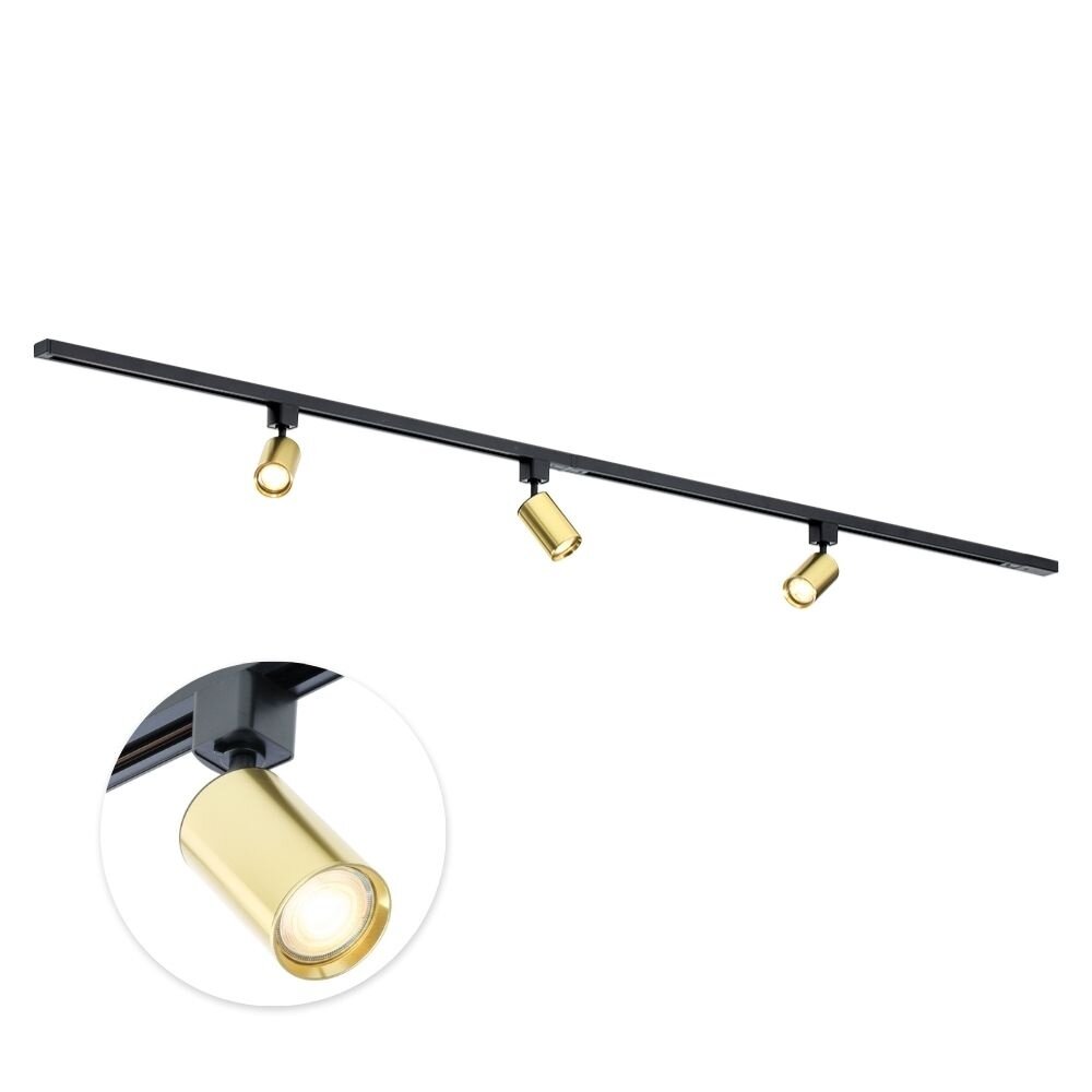Qub Focus III - 1-circuit track lighting - GU10 - 300cm - I-shape - 3 spots - Track system- Gold Qub Focus III - 1-circuit track lighting - GU10 - 300cm - I-shape - 3 spots - Track system- Gold