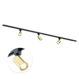 Qub Focus III 200cm 3 Spots GU10 Track lighting Black with Gold