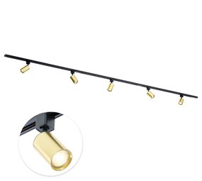 Qub Focus III 300cm 5 Spots GU10 Track lighting Black with Gold Qub Focus III 300cm 5 Spots GU10 Track lighting Black with Gold
