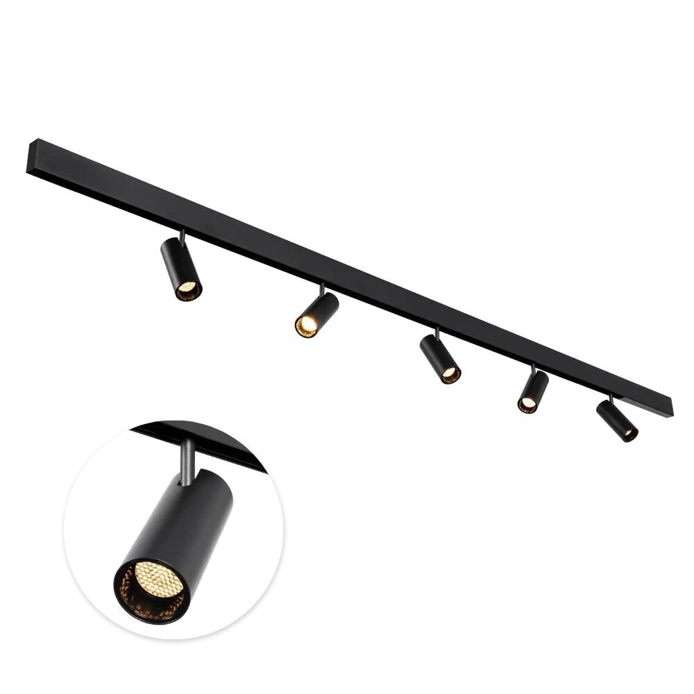 Qub Line Rail Magnétique - 2 Mètres - 5x Spot sur Rail Single - Noir - Zigbee - Éclairage Intelligent Qub Line Rail Magnétique - 2 Mètres - 5x Spot sur Rail Single - Noir - Zigbee - Éclairage Intelligent