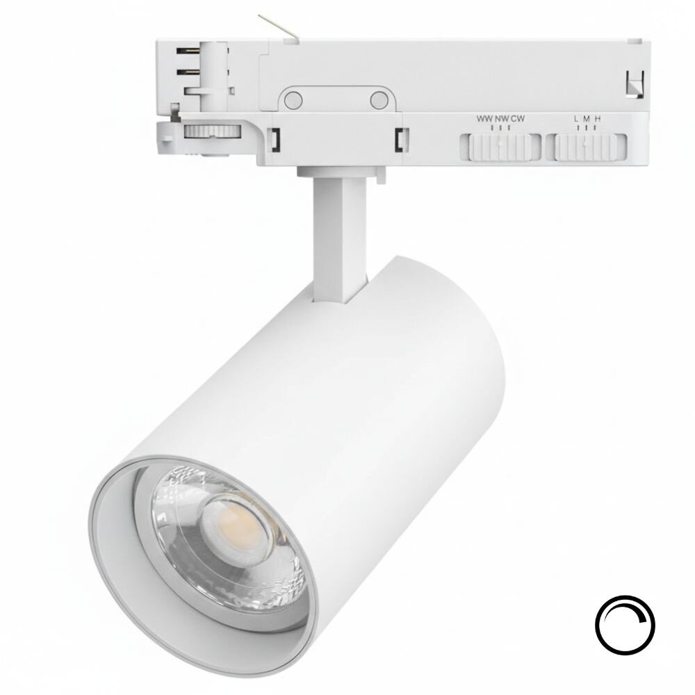 Qub Beam Spot sur Rail – Blanc – 3-Phasé – Dimmable – LED Intégrée – 2700K/3500K/5000K Qub Beam Spot sur Rail – Blanc – 3-Phasé – Dimmable – LED Intégrée – 2700K/3500K/5000K