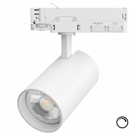 Qub Beam Spot sur Rail – Blanc – 3-Phasé – Dimmable – LED Intégrée – 2700K/3500K/5000K Qub Beam Spot sur Rail – Blanc – 3-Phasé – Dimmable – LED Intégrée – 2700K/3500K/5000K