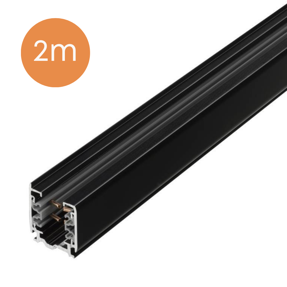 3-fase spanningsrails - opbouw - 2 meter - Zwart - losse rail