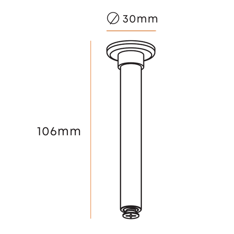 Ophangset 10,6 cm voor 1 fase, 3 fase en magneet railverlichting - Zwart
