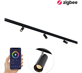 Qub Line Magneetrail - 2 Meter - 3x Railspot Single - Zwart - Zigbee - Smart verlichting