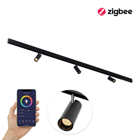Qub Line Magneetrail - 2 Meter - 3x Railspot Single - Zwart - Zigbee - Smart verlichting