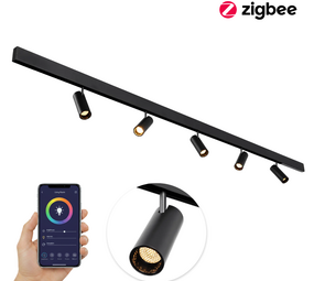 Qub Line Magneetrail - 2 Meter - 5x Railspot Single - Zwart - Zigbee - Smart verlichting