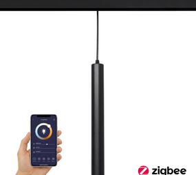 Qub Single Hanglamp - 40cm -  Smart Zigbee - Magneet Railverlichting - 48V - Zwart