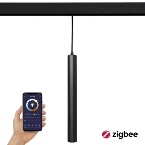 Qub Single Pendant Light - 40cm - Smart Zigbee - Magnetic Track Lighting - 48V - Black