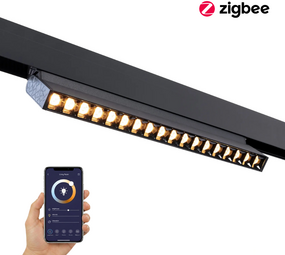 Qub Points en ligne réglables 12 - Éclairage sur rail magnétique - 48V - Noir - Zigbee