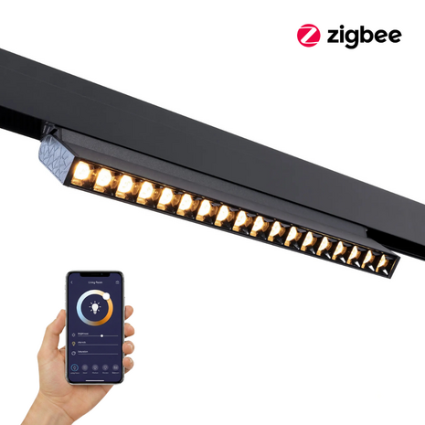 Qub Verstellbare Line Dots 12 - Magnetische Schienenbeleuchtung - 48V - Schwarz - Zigbee