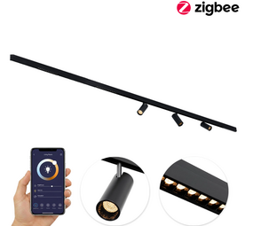 Qub Line Rail magnétique - 3 Metrés - 3x Railspot Single + 2x Railspot Dots 12 - Noir - Zigbee - Éclairage intelligent