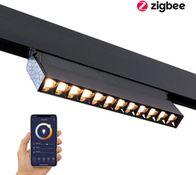 Qub Verstellbare Line Dots 12 - Magnetische Schienenbeleuchtung - 48V - Schwarz - Zigbee