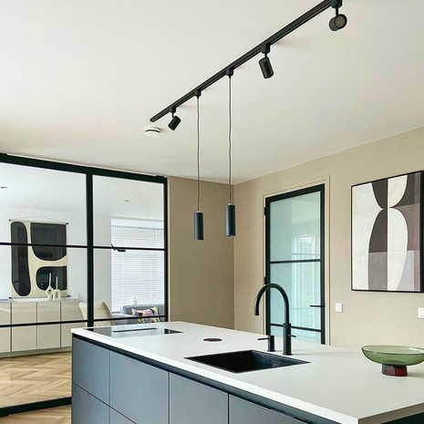 Starterset für 1-Phasen-Schienenbeleuchtung – 2 Meter – Schwarz