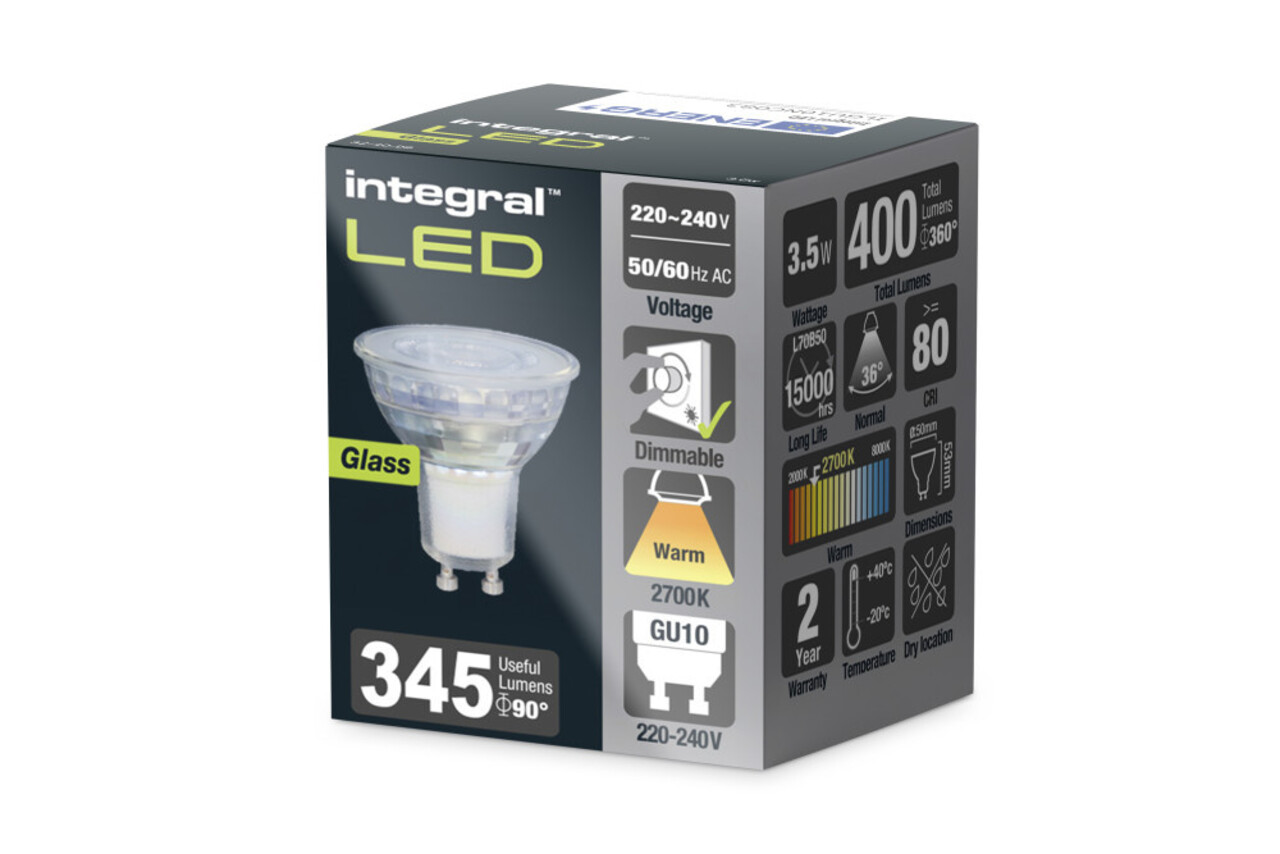 Source lumineuse LED GU10 - 3,5W - 2700K - Lumière blanc extra chaud - Dimmable