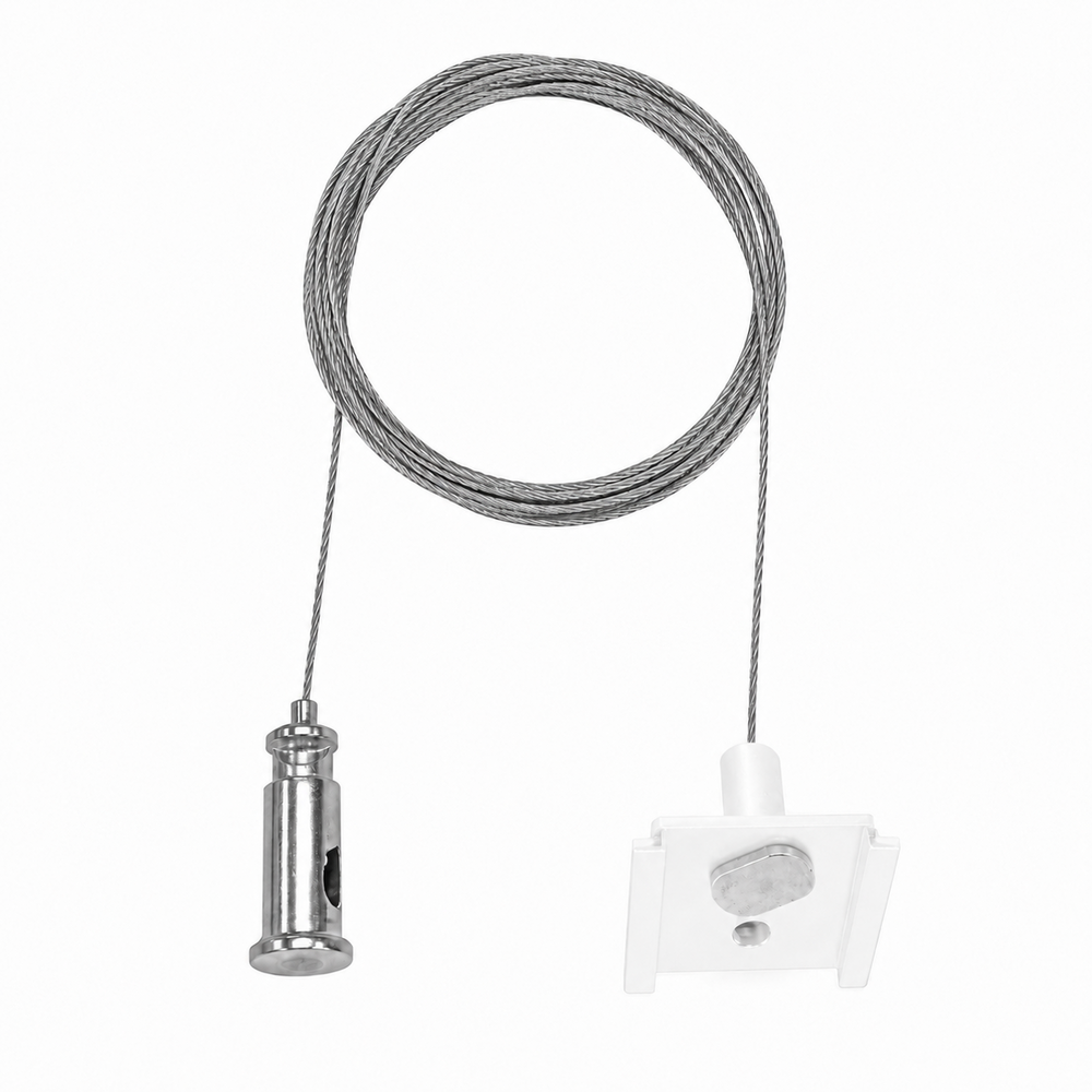 Qub Ensemble de Suspension pour Éclairage sur Rail Monophasé – Blanc, 2m, Longueur Réglable Qub Ensemble de Suspension pour Éclairage sur Rail Monophasé – Blanc, 2m, Longueur Réglable