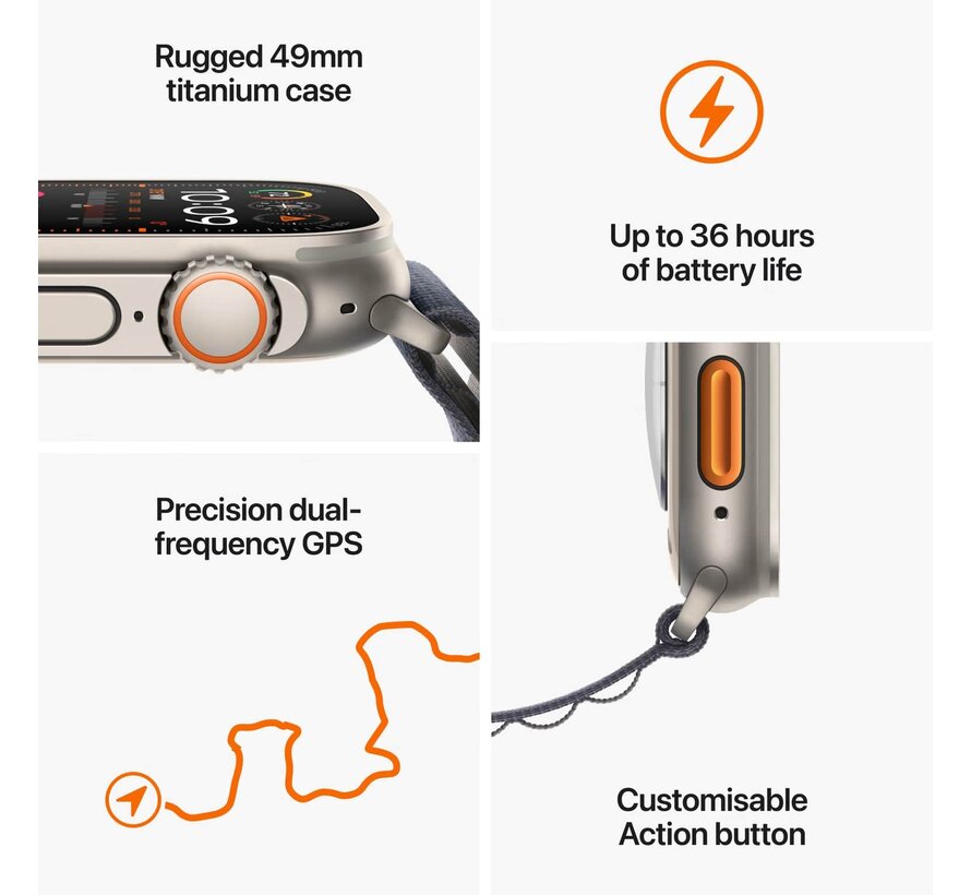 Apple Watch Ultra 2 4G 49mm Trail Band Oranje/Beige M/L