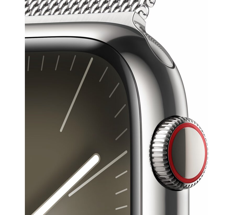 Apple Watch Series 9 4G 45mm Zilver Rvs Milanese Polsband