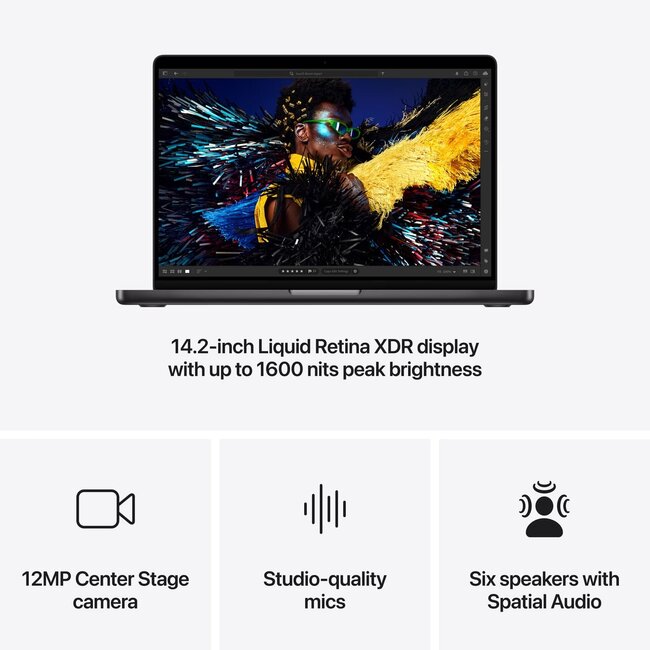 Apple MacBook Pro 14 (2024) - Zwart M4 Pro 16-Core GPU 24GB 512GB