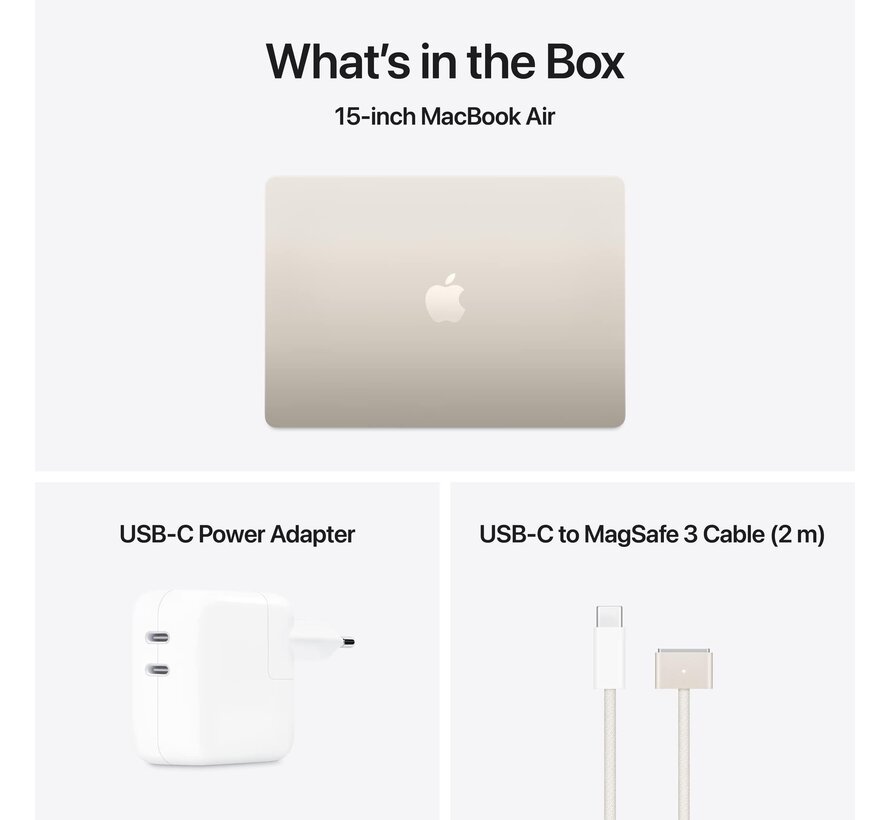 Apple MacBook Air (2025) Sterrenlicht - 15 inch - Apple M4 10-core GPU - 16GB - 512GB