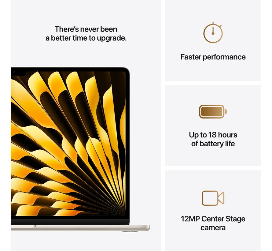 Apple MacBook Air (2025) Sterrenlicht - 15 inch - Apple M4 10-core GPU - 16GB - 512GB