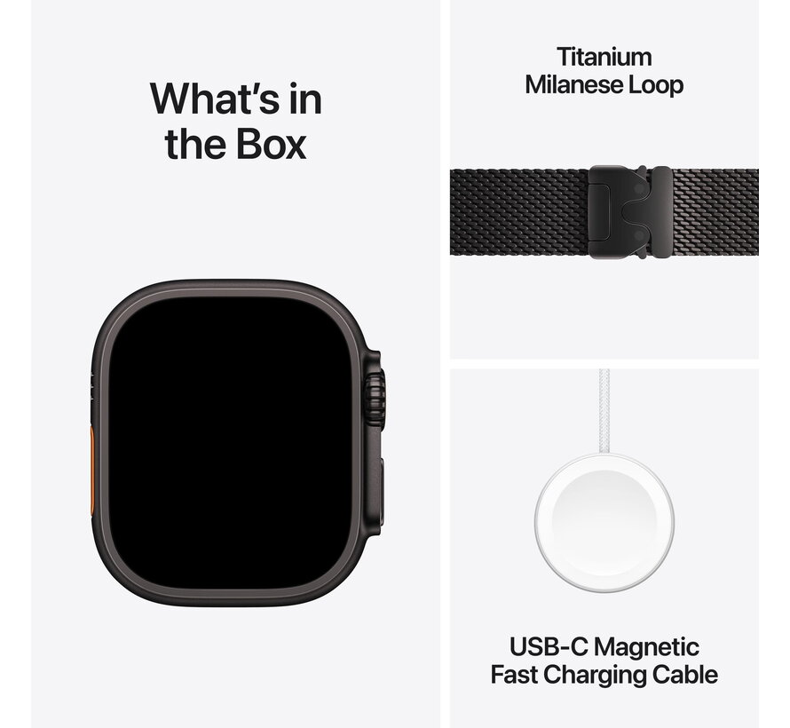 Apple Watch Ultra 3 Cellular 49mm Zwart Milanese Band L