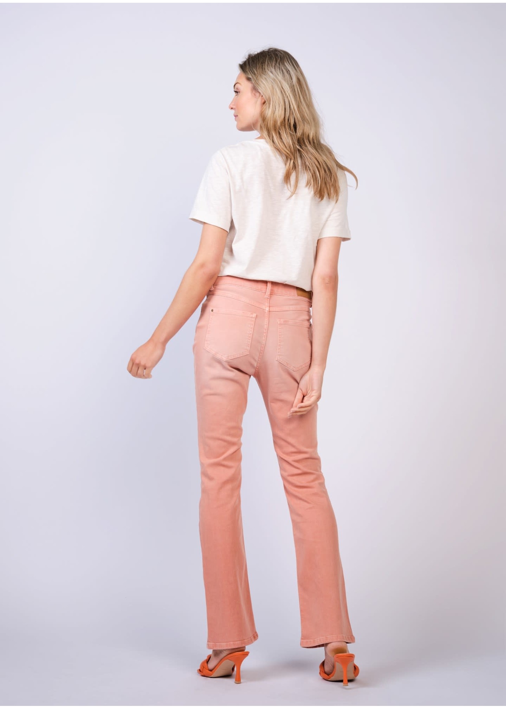 Summum Summum,  Flared pant slubby stretch twill, Peach