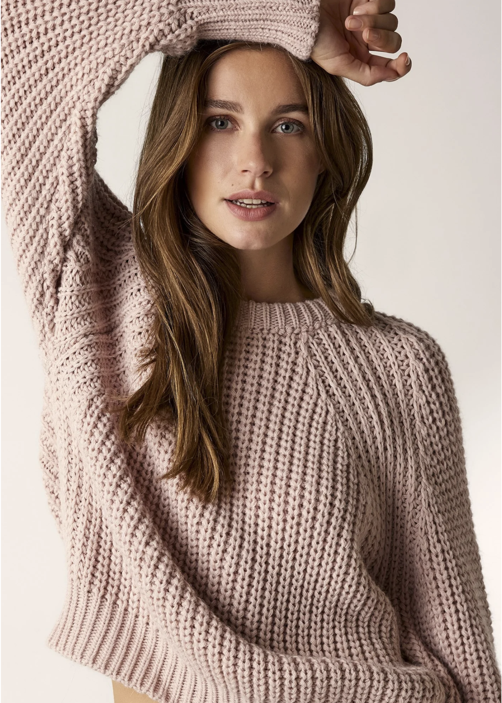 Summum Summum, Sweater chunky acrylic wool blend knit, Dusty rose